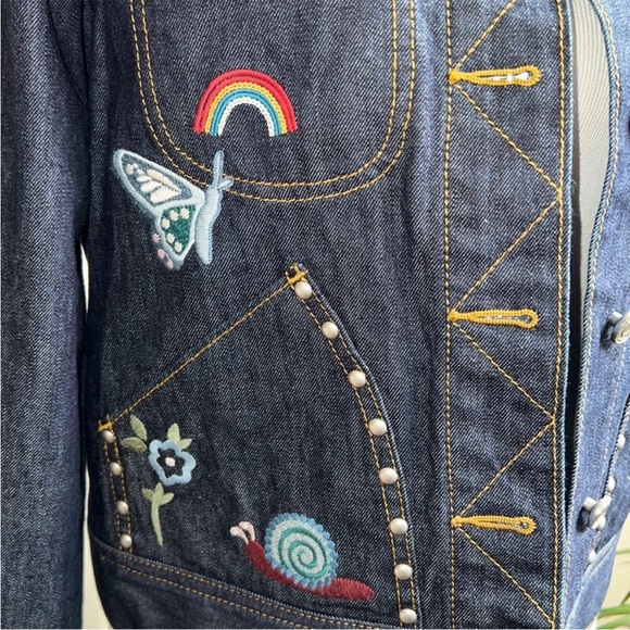 Coach Embroidered Denim Jean Jacket in Multi - Picture 13 of 16